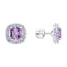 Серьги из серебра с аметистами и фианитами (Арт.92023189)