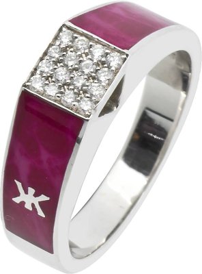 Кольцо из белого золота с бриллиантом и эмалью (Арт.9163dl13)