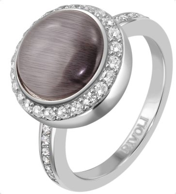 Кольцо из серебра с кошачим глазом и куб. цирконием (Арт.fgr-4-10-h-24-s)