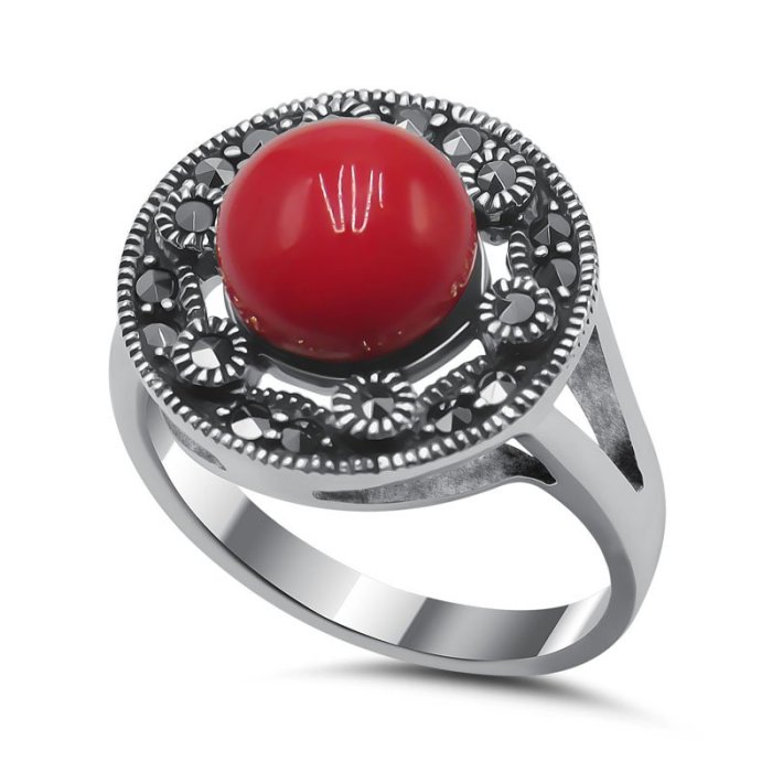 Кольцо Серебряные крылья (Арт.2139256_korallpr_markazit)