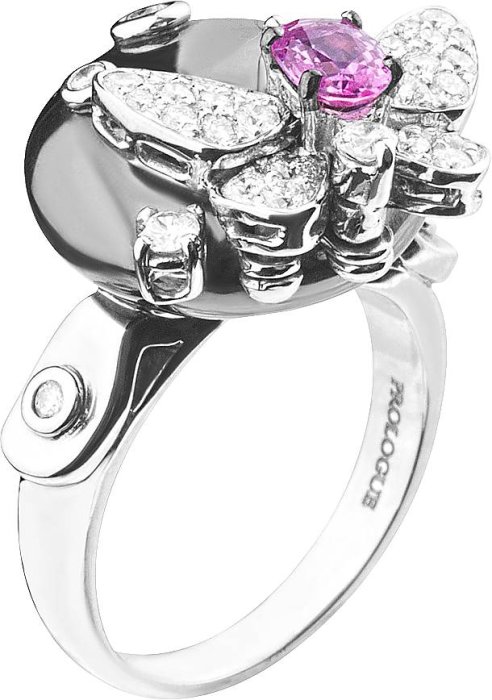 Кольцо из белого золота с бриллиантом и сапфиром (Арт.rg_5203_b04)