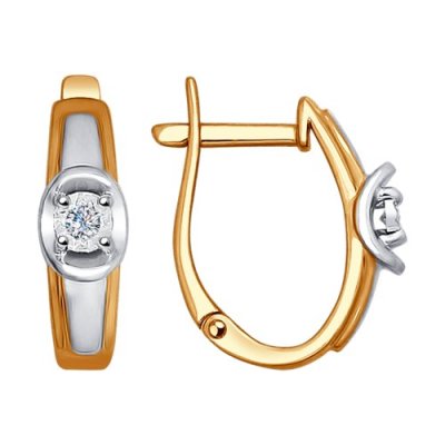 Серьги из комбинированного золота с бриллиантами (Арт.1021137)