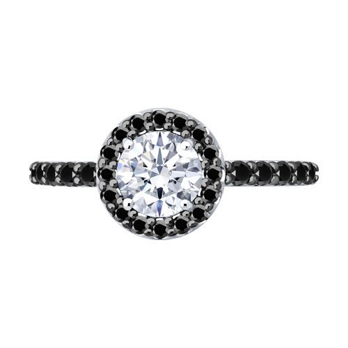 Кольцо из серебра с фианитами «Черно‑белое сияние» Соколов (арт.94-110-00194-3)