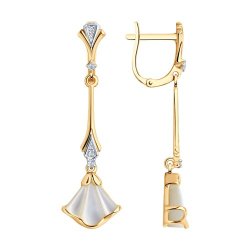 Серьги из золота с бриллиантами и перламутром (Арт.1021758)