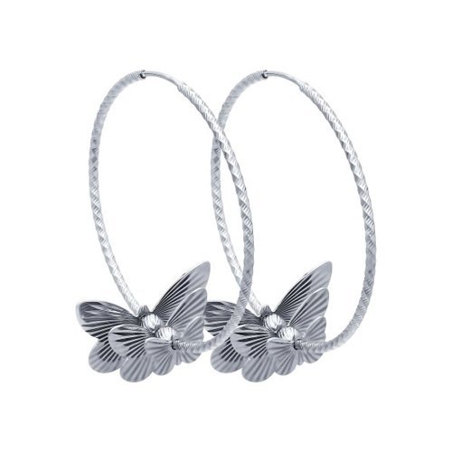 Серьги конго из серебра с алмазной гранью (Арт.94140038)