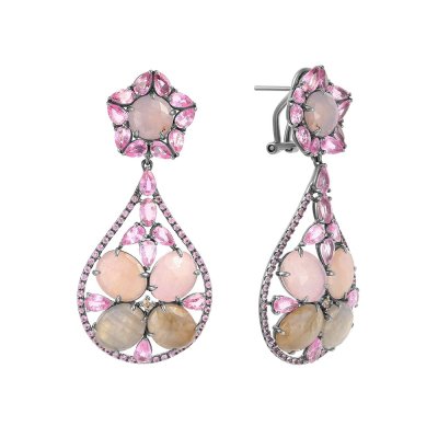 Серьги из золота с бриллиантом и корундом (Арт.e3331k_sr_dn_ps_cr_blk)