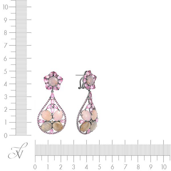 Серьги из золота с бриллиантом и корундом (Арт.e3331k_sr_dn_ps_cr_blk)