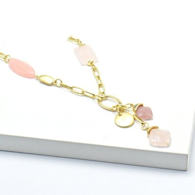 Колье Серебряные крылья (Арт.252211221gp-o_kvarcrozovyi_jemal)