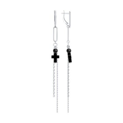 Серьги из серебра с гематитом (Арт.94-321-00036-1)