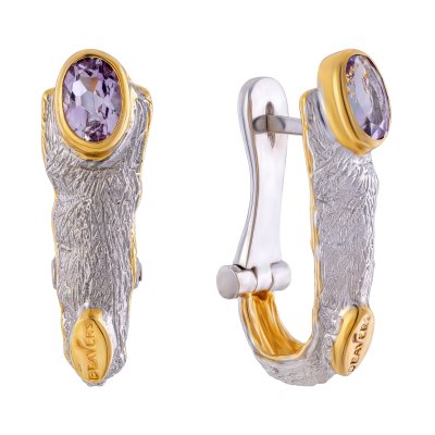 Серебряные серьги BEAVERS с аметистом 2102a
