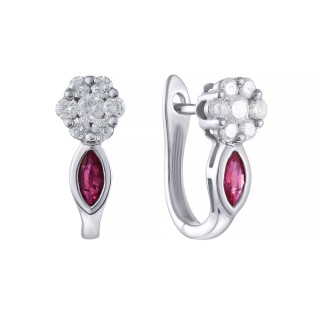Серьги с бриллиантами и рубинами «Алый Цветок» из белого золота 585° MyJewels (арт.ME31012-WD-RU_SR_RU_WG)