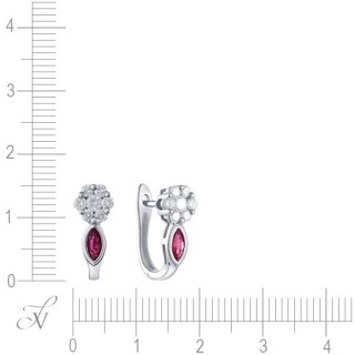 Серьги с бриллиантами и рубинами «Алый Цветок» из белого золота 585° MyJewels (арт.ME31012-WD-RU_SR_RU_WG)