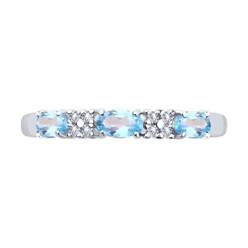 Кольцо из серебра с голубыми топазами и фианитами (Арт.92011280)