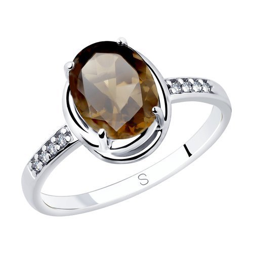 Кольцо из серебра с раухтопазом и фианитами (Арт.92011770)