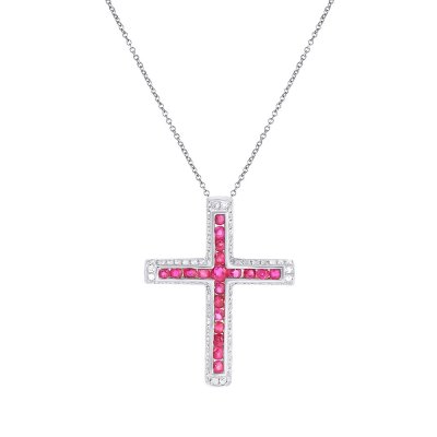 Цепь из белого золота с бриллиантом и рубином (Арт.mp51442-ru_ru_wg)