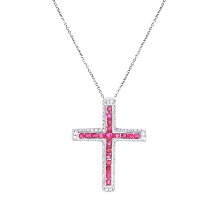 Цепь из белого золота с бриллиантом и рубином (Арт.mp51442-ru_ru_wg)