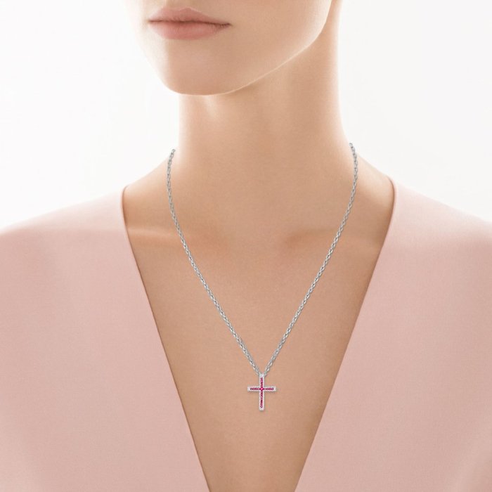 Цепь из белого золота с бриллиантом и рубином (Арт.mp51442-ru_ru_wg)