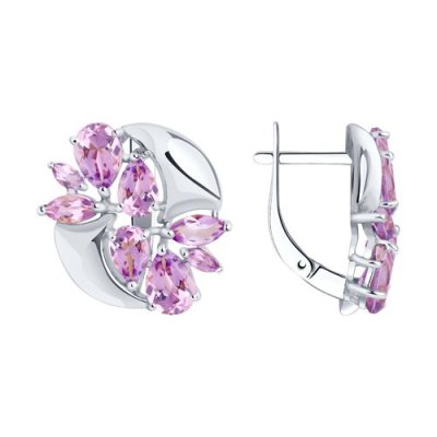 Серьги из серебра с аметистами «Нежный рассвет» Соколов (арт.92022349)