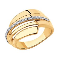 Кольцо из золочёного серебра с фианитами (Арт.93-110-00429-1)
