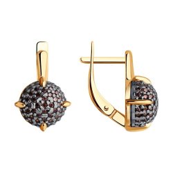 Серьги из золочёного серебра с фианитами (Арт.93-120-01987-2)