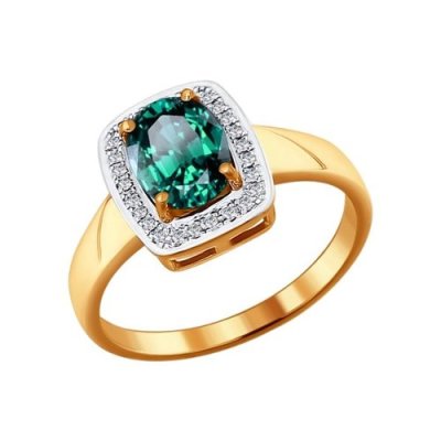 Кольцо из золота с бриллиантами и изумрудом (Арт.3010466)