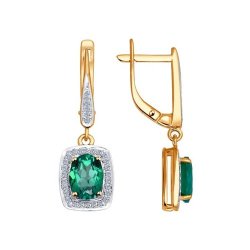 Серьги из золота с бриллиантами и изумрудами (Арт.3020333)