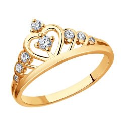 Кольцо из золочёного серебра с фианитами (Арт.93010486)
