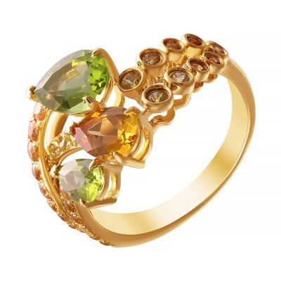 Кольцо из золота с сапфиром и хризолитом (Арт.rg-33022_ko_sm_ct_pd_yg)