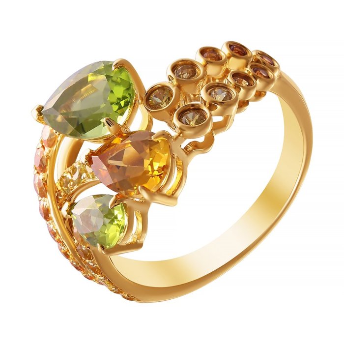 Кольцо из золота с сапфиром и хризолитом (Арт.rg-33022_ko_sm_ct_pd_yg)