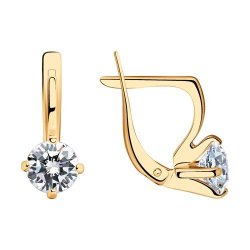 Серьги из золочёного серебра с фианитами (Арт.93020048)
