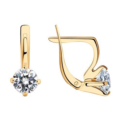 Серьги из золочёного серебра с фианитами (Арт.93020048)