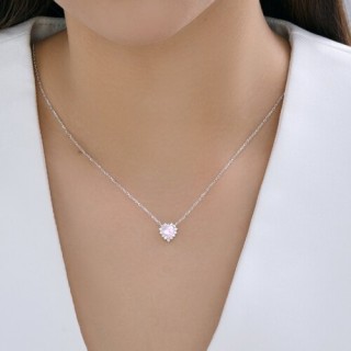 Колье из серебра с фианитом «Розовое Сердце» Соколов (арт.9407-1280-91)