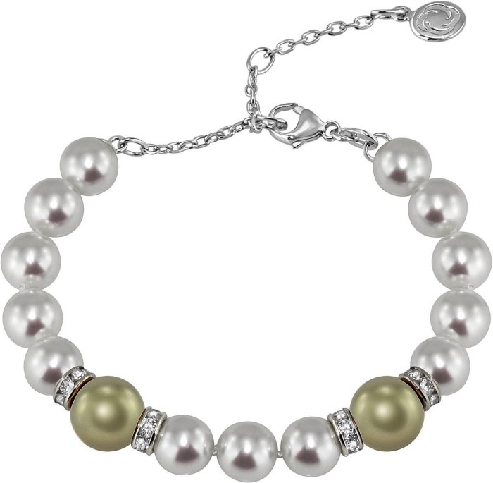 Браслет из серебра с жемчугом и куб. цирконием (Арт.102b-sr5-1-45)