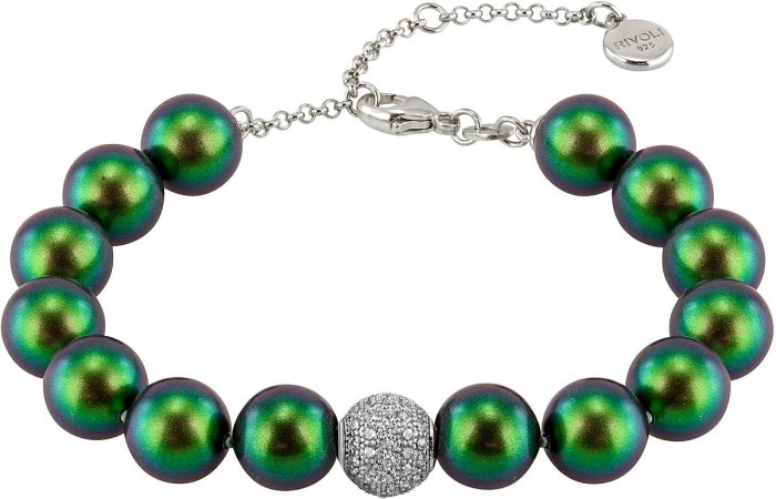 Браслет из серебра с жемчугом и куб. цирконием (Арт.5b-sk-25)