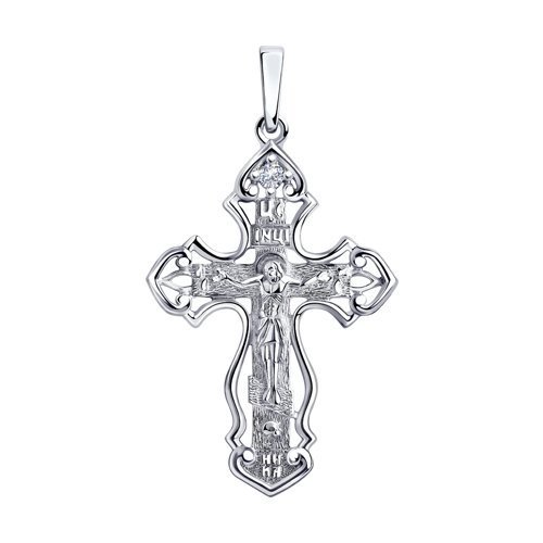 Крест-подвеска из серебра с фианитом «Свет Веры» SOKOLOV (арт.00823)