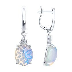 Серьги из серебра с опалитами и фианитами (Арт.94-321-01837-1)