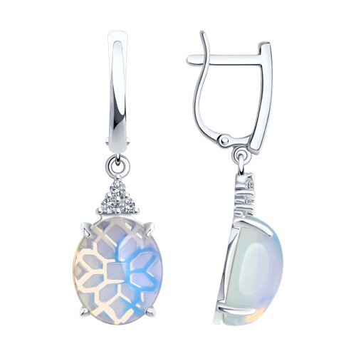 Серьги из серебра с опалитами и фианитами (Арт.94-321-01837-1)