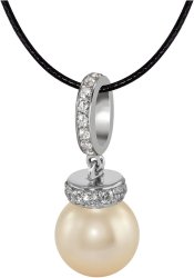 Кулон из серебра с жемчугом и кристаллом swarovski (Арт.abp-1-10-5-s)