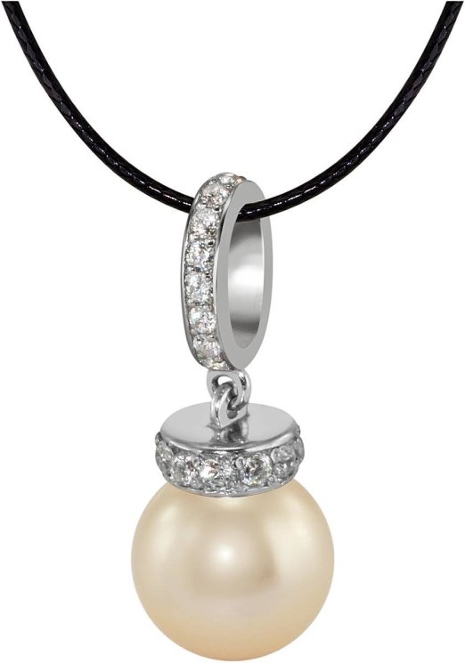 Кулон из серебра с жемчугом и кристаллом swarovski (Арт.abp-1-10-5-s)