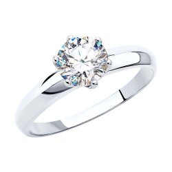 Кольцо из белого золота с фианитом (Арт.019028-3)