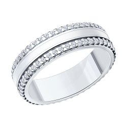 Кольцо из серебра с фианитами и эмалью (Арт.94013809)
