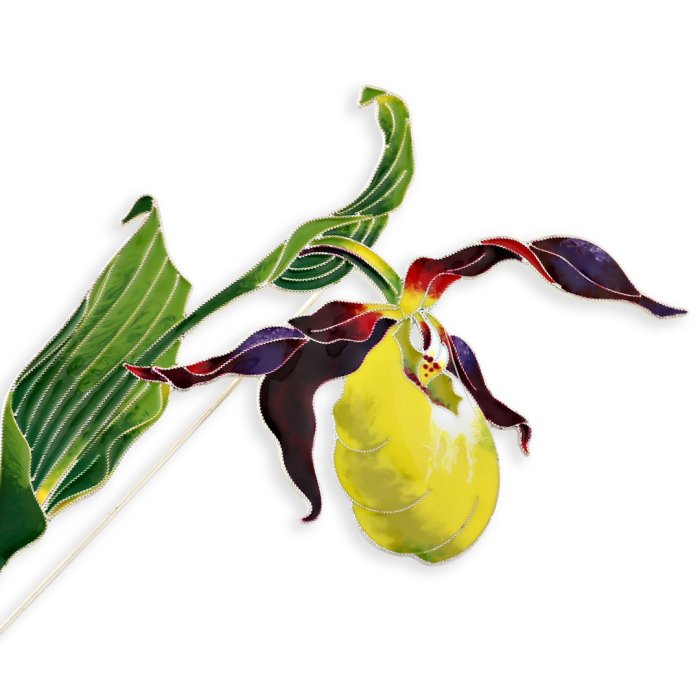 Брошь из серебра Т.Полякова "Венерин- башмачок" (Арт.41629)