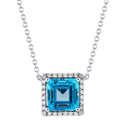 Ожерелье с бриллиантами и топазом «Лазурный Квадро» La Nordica (арт.39-12-1C00-122472-UN)