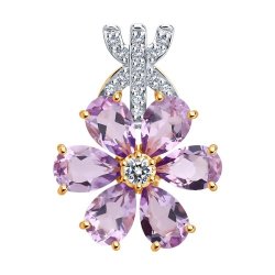 Подвеска золотая пробы 585 с аметистом (Арт.732932)