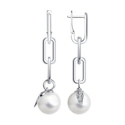 Серьги из серебра с жемчугом (Арт.94025069)