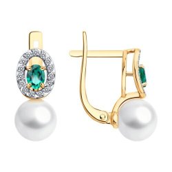 Серьги золотые пробы 585 с миксом камней (Арт.79-20093)