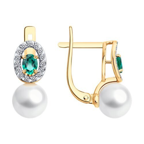 Серьги золотые пробы 585 с миксом камней (Арт.79-20093)