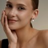 Серьги золотые пробы 585 с миксом камней (Арт.792477)