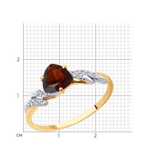 Кольцо золото 585 с гранатом и фианитами «Пламенное Сердце» Соколов (арт.716909)