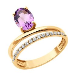 Кольцо золотое пробы 585 с аметистом (Арт.716350)